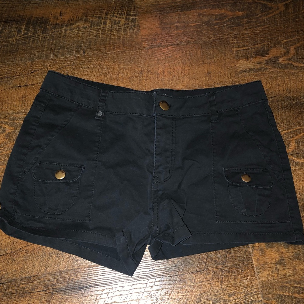 black denim shorts